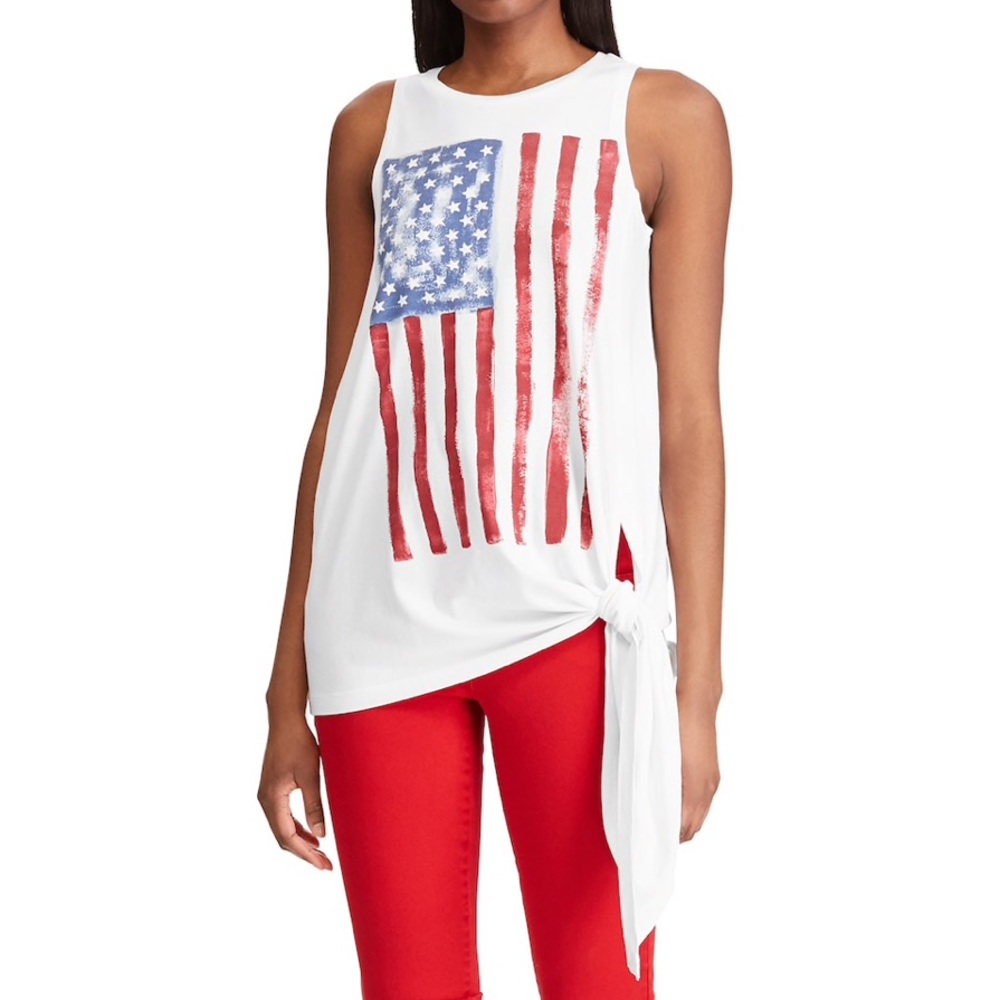 Chaps Side-Tie Crew neck Racerback Tunic Tank Top